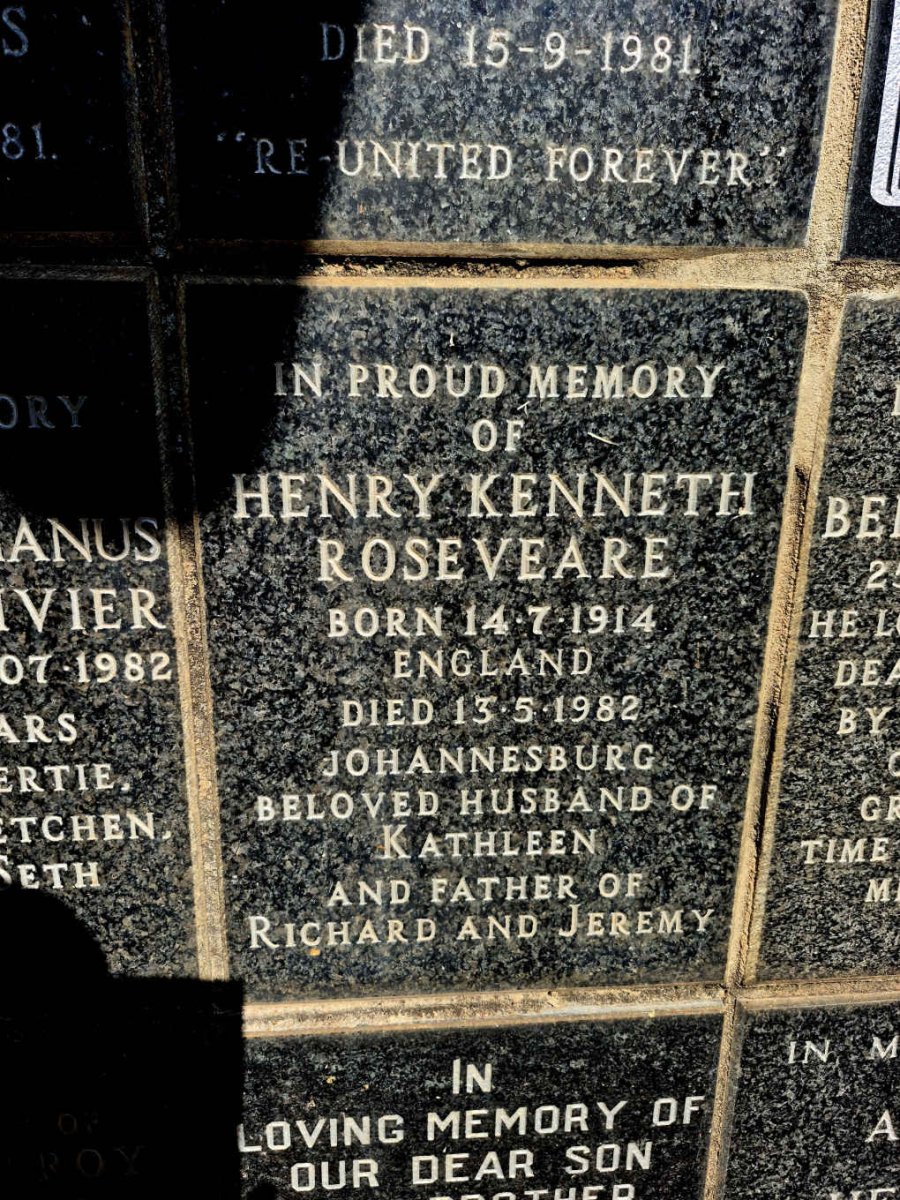 ROSEVEARE Henry Kenneth 1914-1982