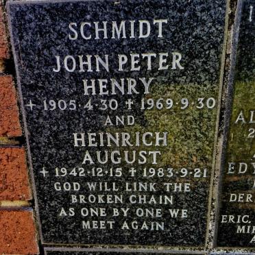 SCHMIDT John Peter Henry 1905-1969 :: SCHMIDT Heinrich August 1942-1983