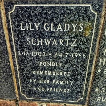 SCHWARTZ Lily Gladys 1903-1986