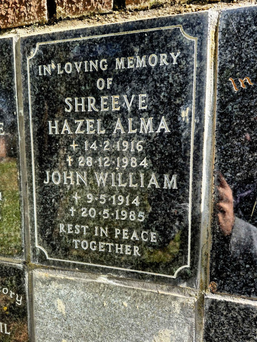 SHREEVE John William 1914-1985 & Hazel Alma 1916-1984