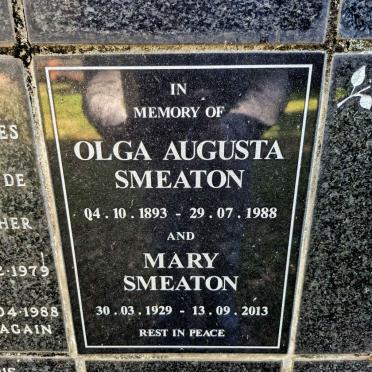 SMEATON Olga Augusta 1893-1988 :: SMEATON Mary 1929-2013