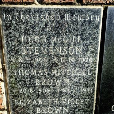 STEVENSON Hugh McGill 1908-1970 :: BROWN Thomas Mitchell 1909-1971 :: BROWN Elizabeth Violet 1912-1992