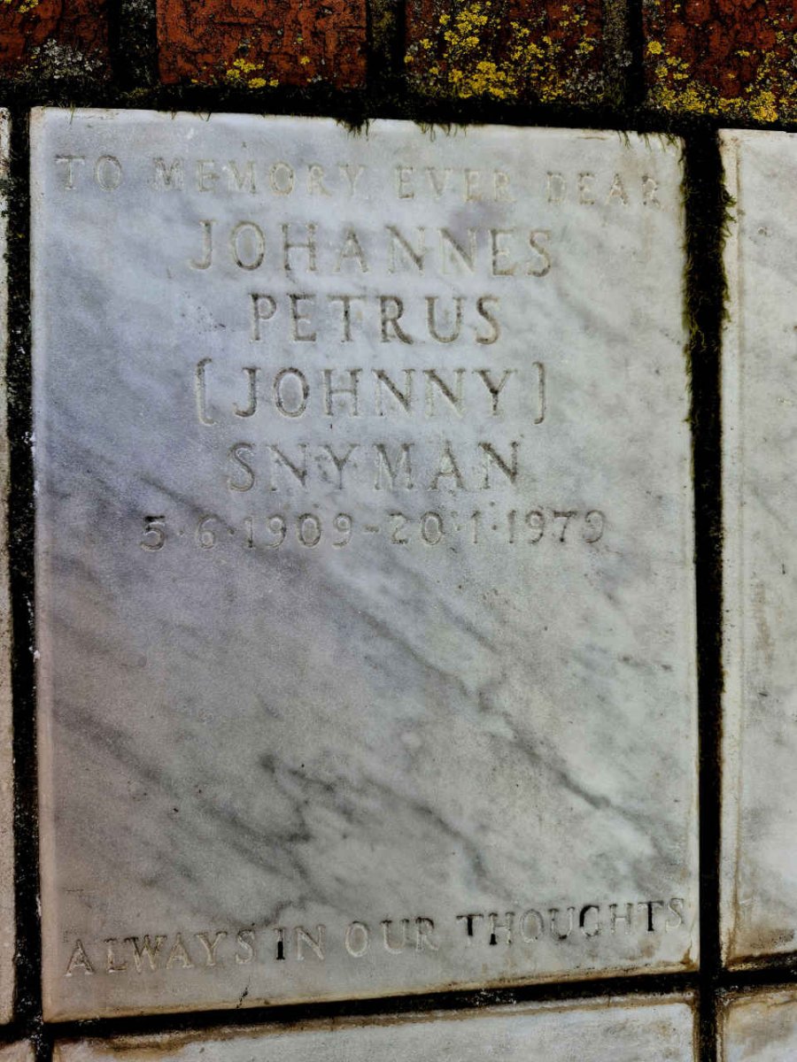 SNYMAN Johannes Petrus 1909-1979