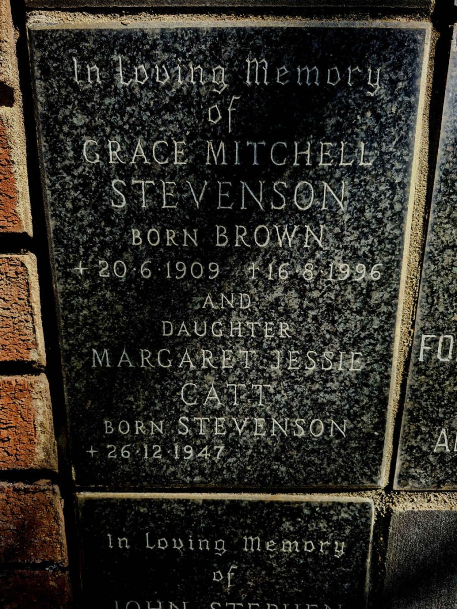STEVENSON Grace Mitchell nee BROWN 1909-1996 :: CATT Margaret Jessie nee STEVENSON 1947-
