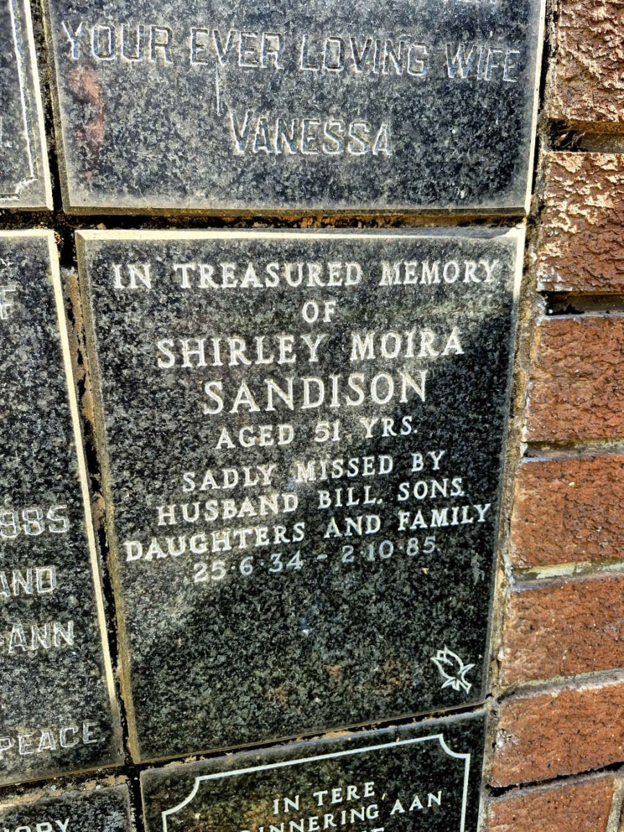 SANDISON Shirley Moira 1934-1985