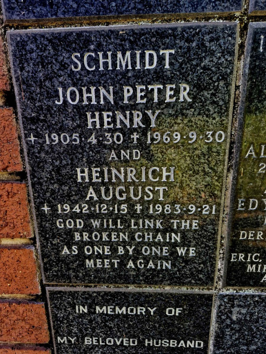 SCHMIDT John Peter Henry 1905-1969 :: SCHMIDT Heinrich August 1942-1983