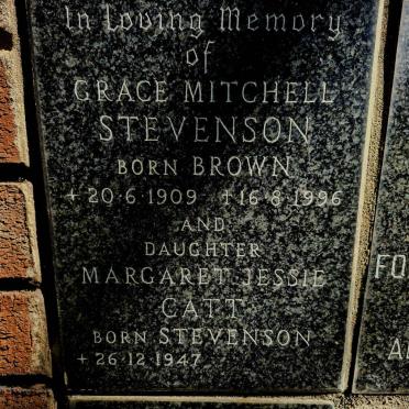 STEVENSON Grace Mitchell nee BROWN 1909-1996 :: CATT Margaret Jessie nee STEVENSON 1947-