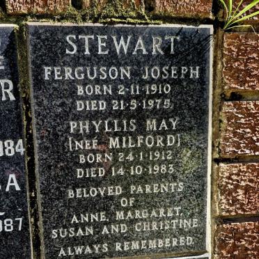 STEWART Ferguson Joseph 1910-1975 & Phyllis May MILFORD 1912-1983