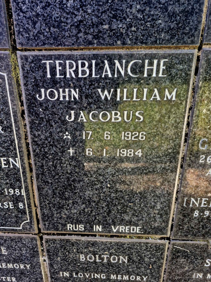 TERBLANCHE John William Jacobus 1926-1984