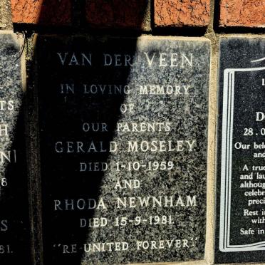 VEEN Gerald Moseley, van der -1959 & Rhoda Newnham -1981