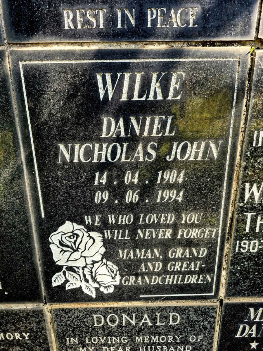 WILKE Daniel Nicholas John 1904-1994