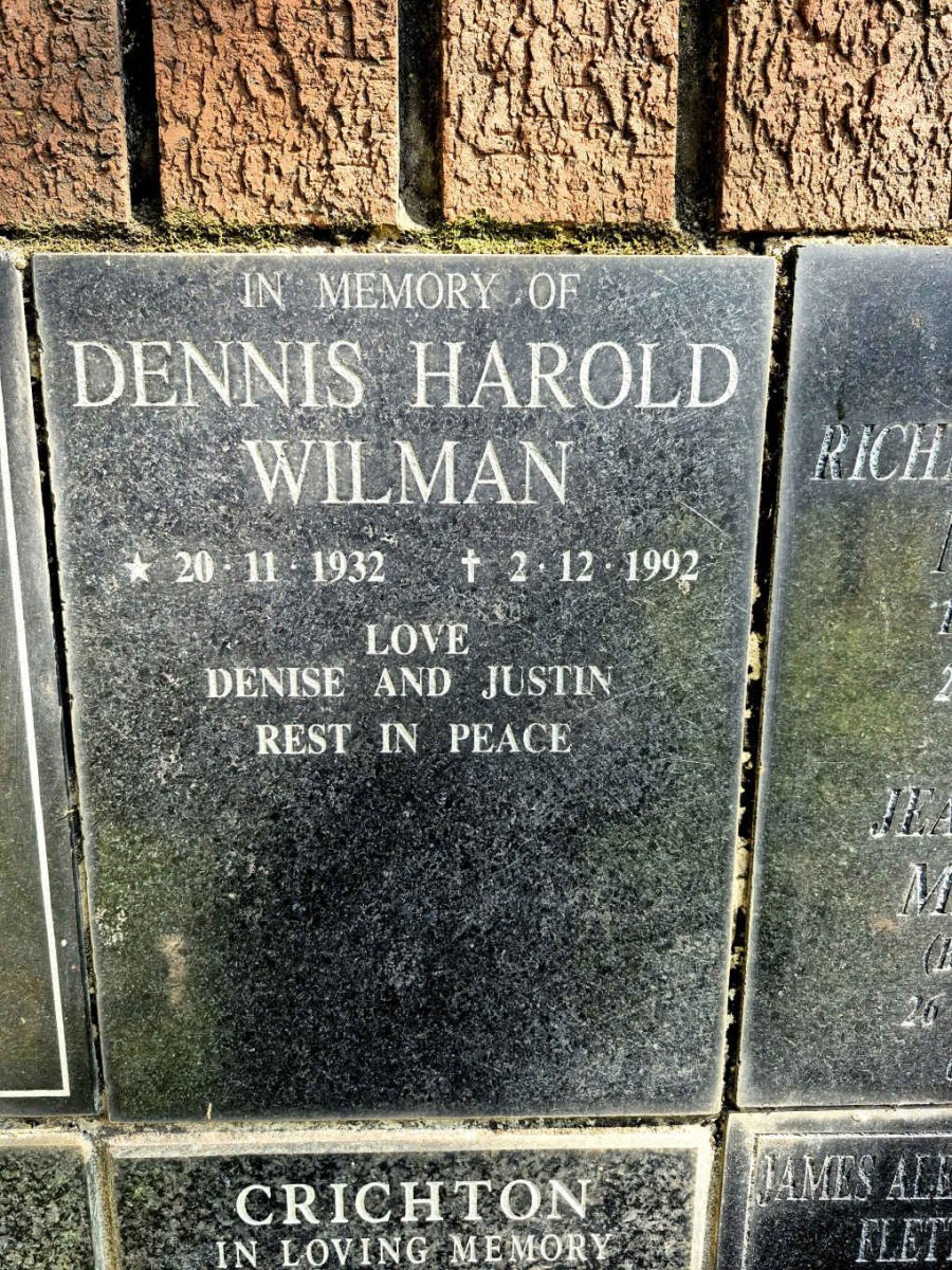 WILMAN Dennis Harold 1932-1992
