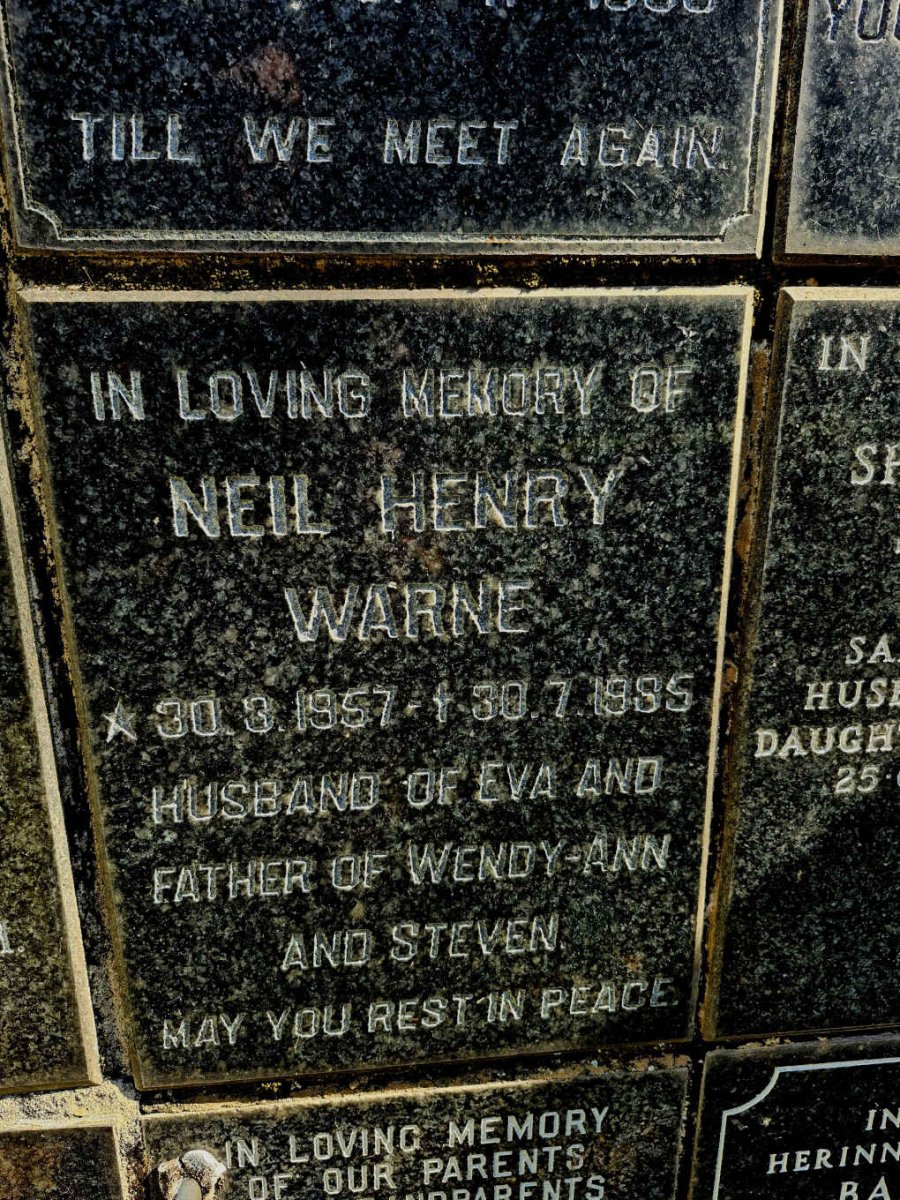 WARNE Neil Henry 1957-1985