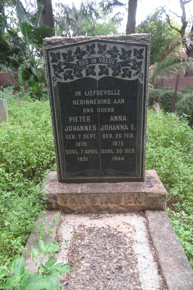 STADEN Pieter Johannes, van 1870-1931 &amp; Anna Johanna 1875-1944