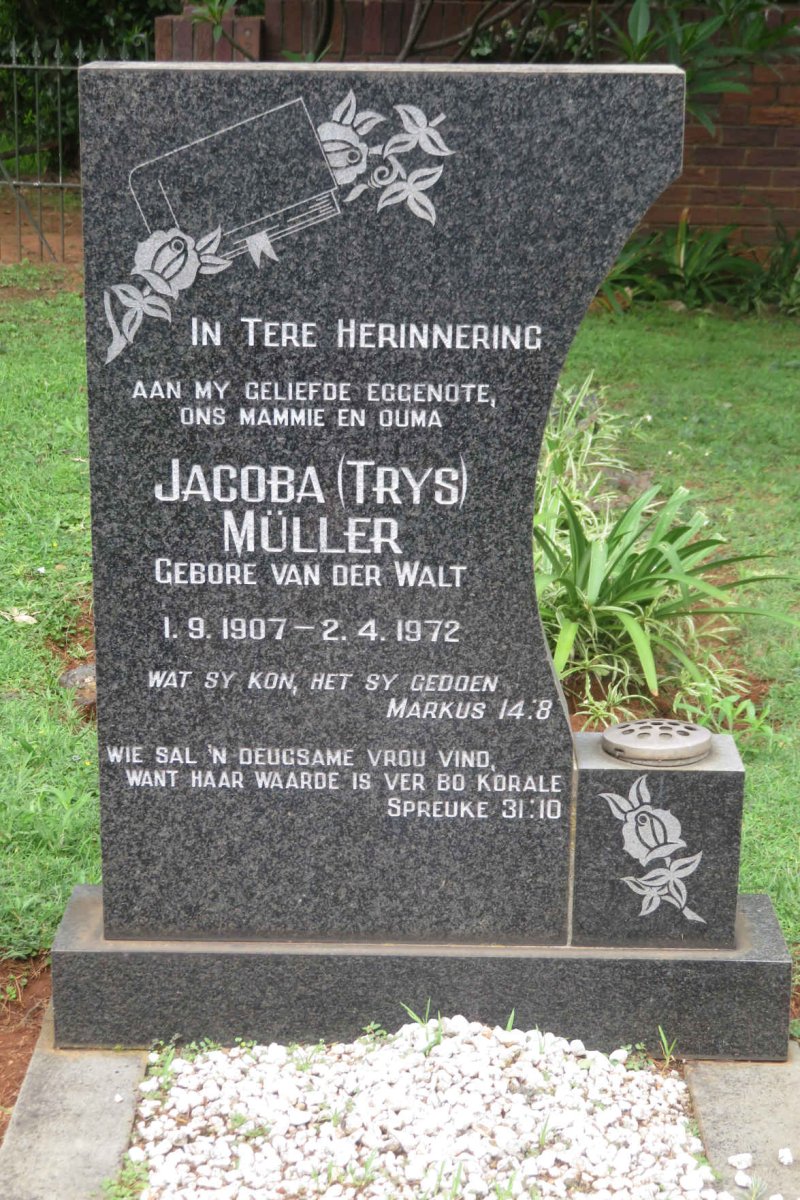 MULLER Jacoba nee VAN DER WALT 1907-1972