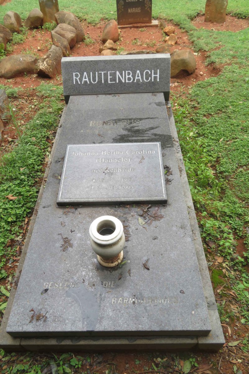 RAUTENBACH Ronaldus 1916-1989 &amp; Johanna Bertha Carolina KENHARDT 1922-2005