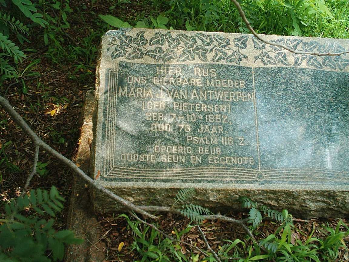 ANTWERPEN Maria J., van nee PIETERSEN 1852-
