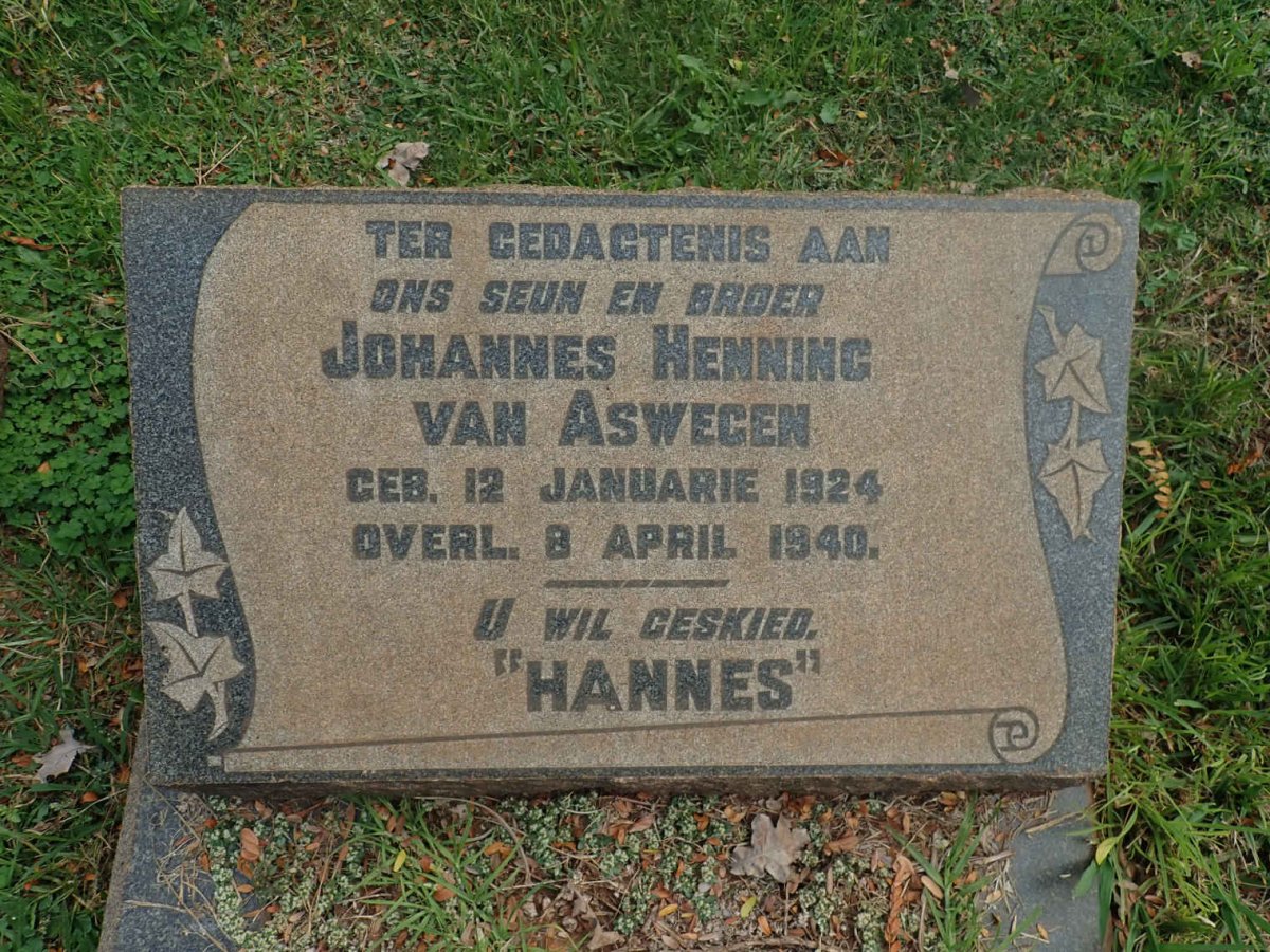 ASWEGEN Johannes Henning, van 1924-1940