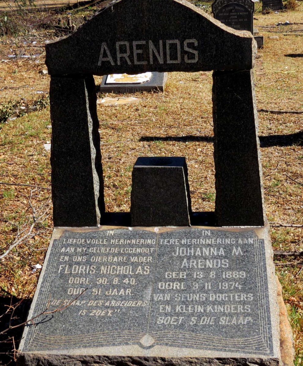 ARENDS Floris Nicholas -1940 &amp; Johanna M. 1889-1974