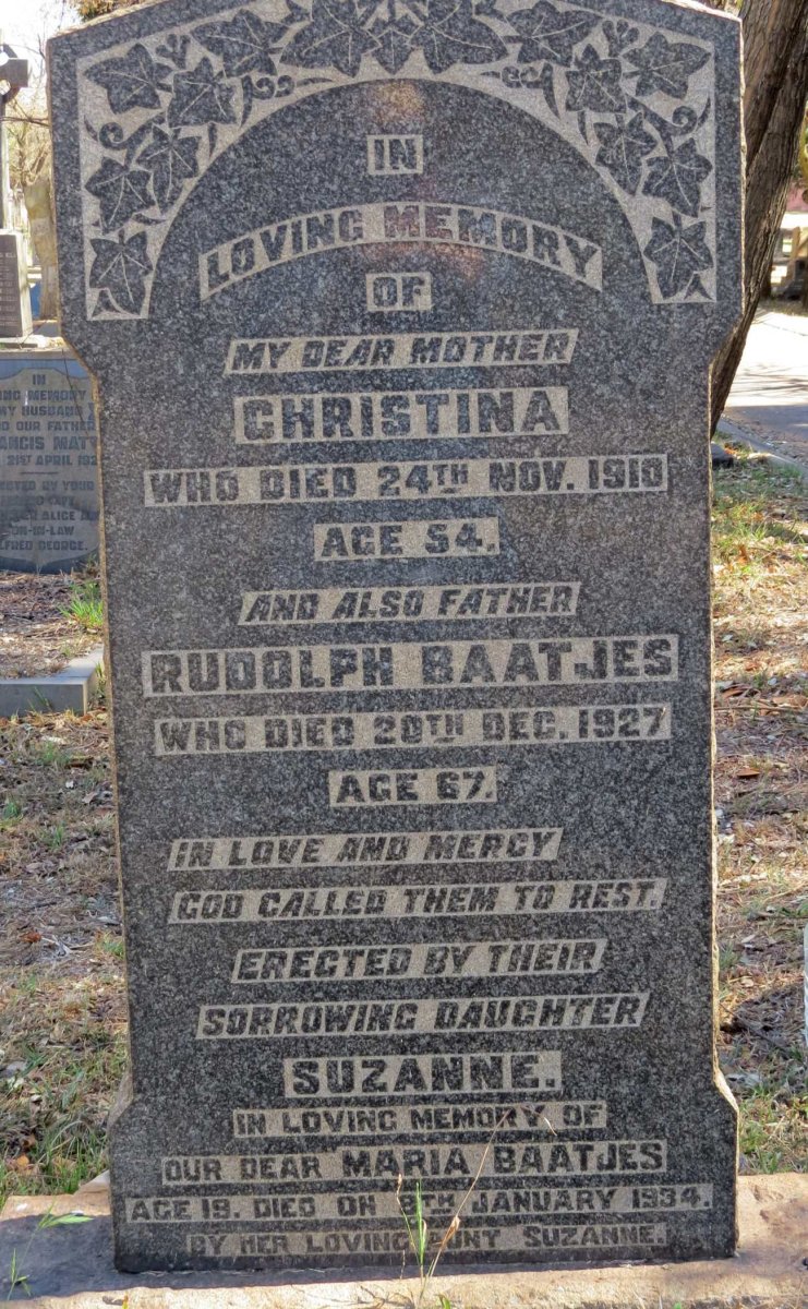 BAATJES Rudolph -1927 &amp; Christina -1910 :: BAATJES Maria -1934