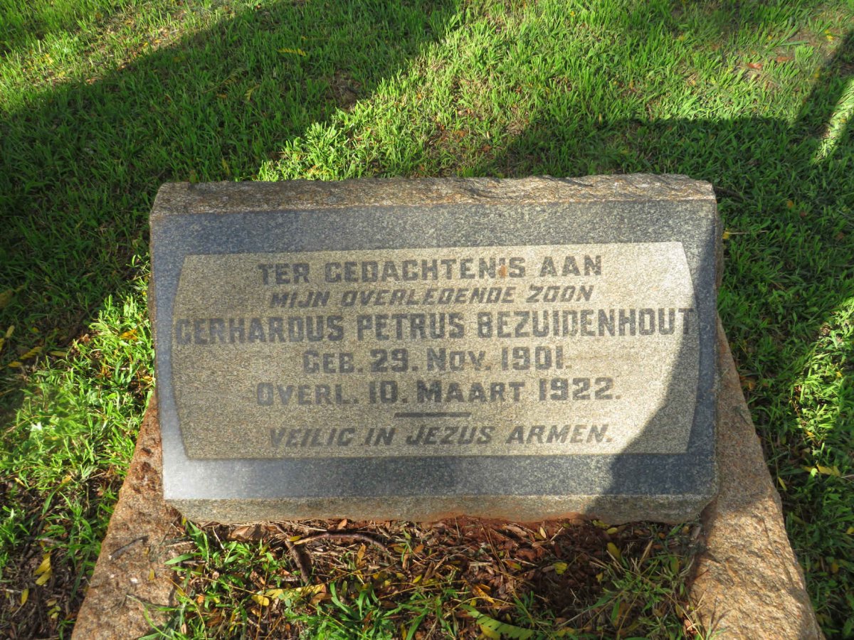 BEZUIDENHOUT Gerhardus Petrus 1901-1922