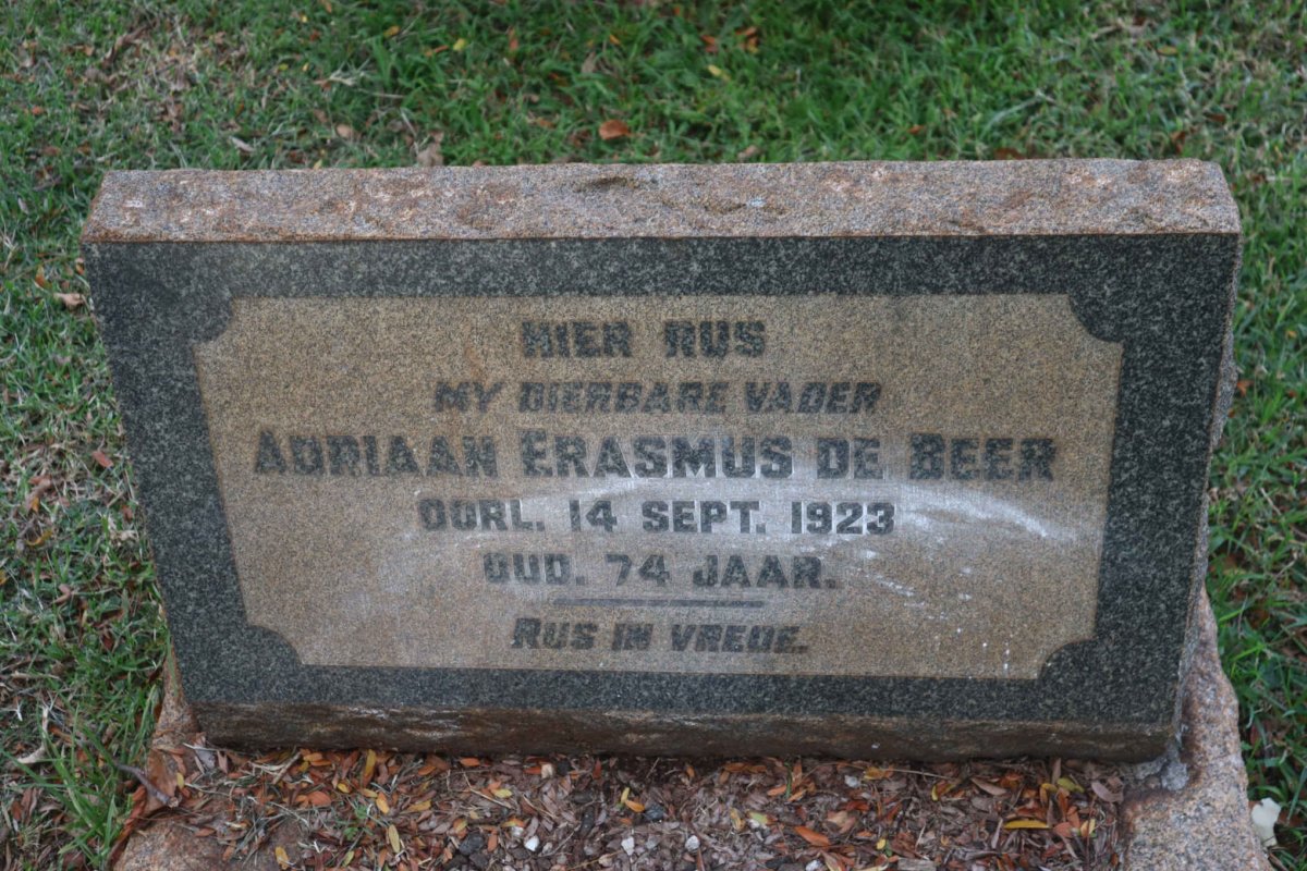 BEER Adriaan Erasmus, de -1923