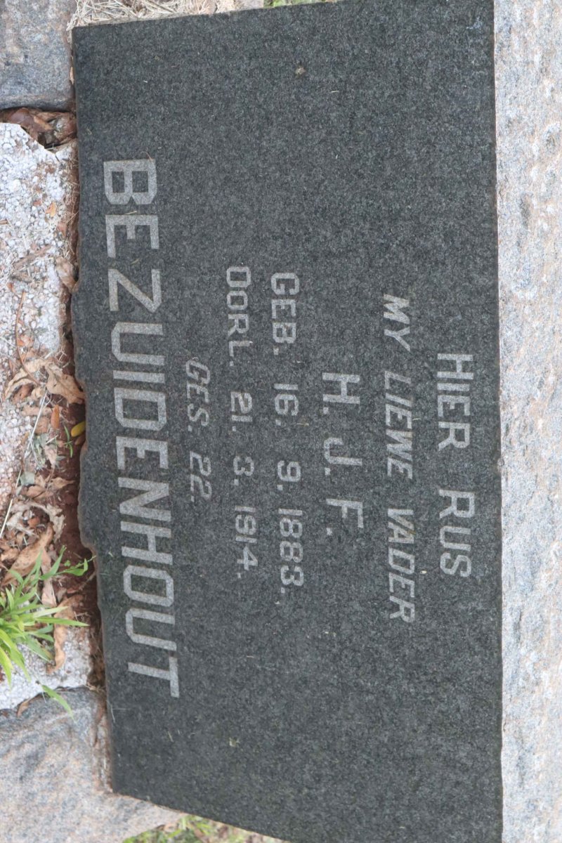 BEZUIDENHOUT H.J.F. 1883-1914