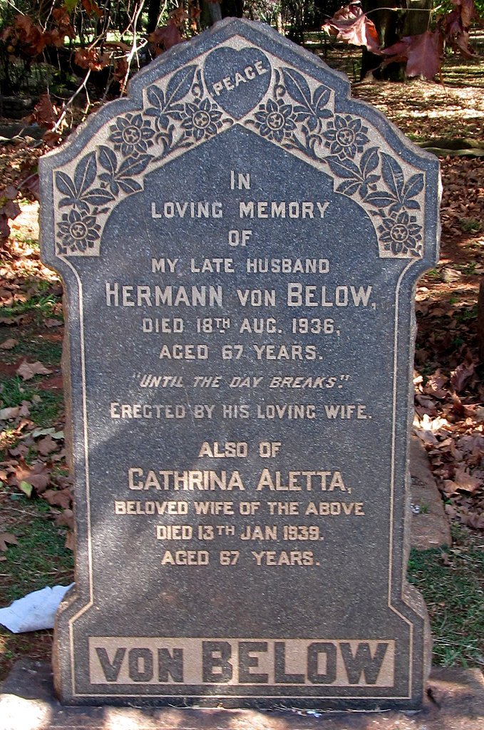 BELOW Hermann, von -1936 &amp; Catharina Aletta -1939