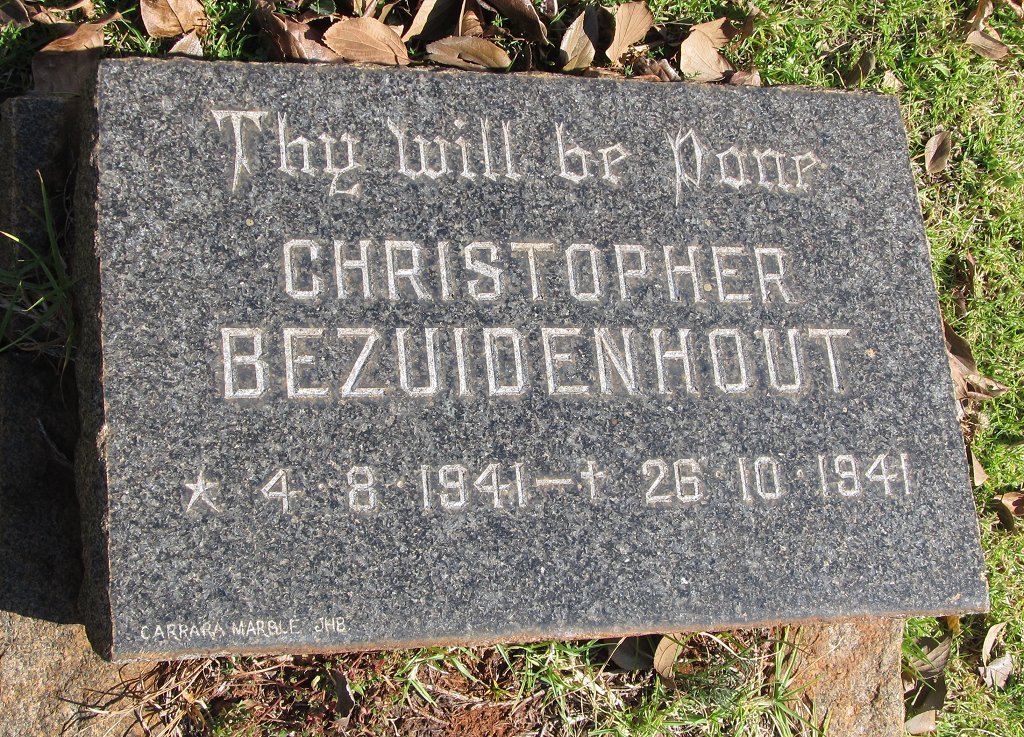 BEZUIDENHOUT Christopher 1941-1941