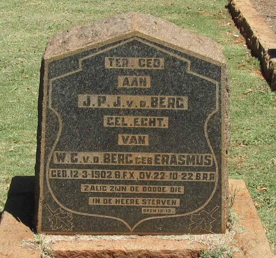 BERG J.P.J., v.d. 1902-1922