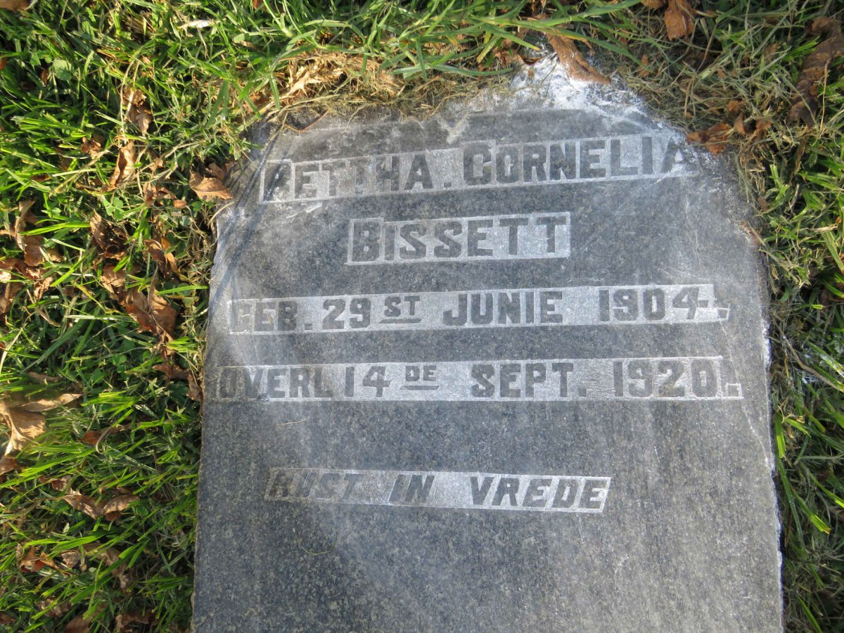 BISSETT Rettha Cornelia 1904-1920