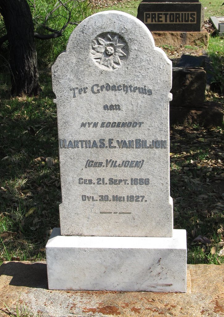 BILJON Martha S.E., van nee VILJOEN 1856-1927