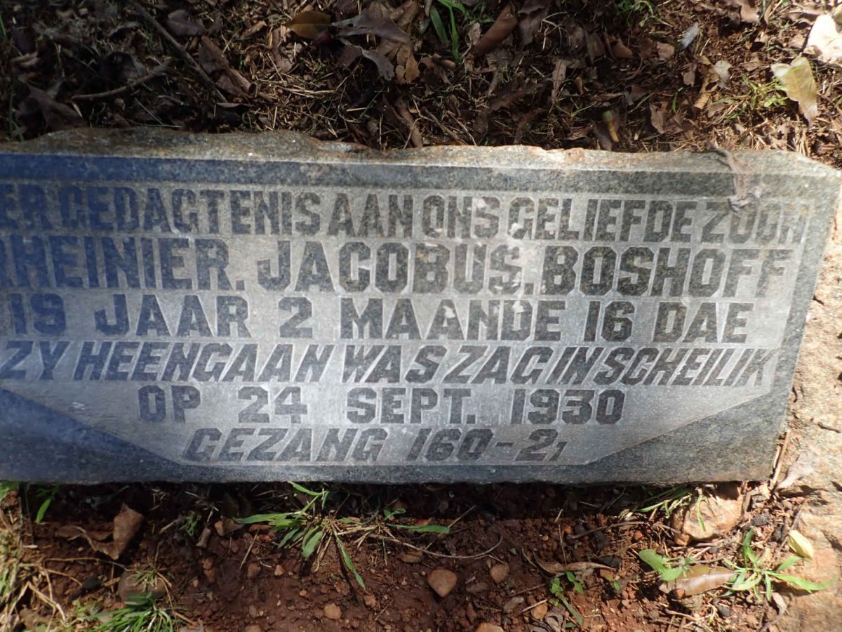 BOSHOFF Reinier Jacobus -1930