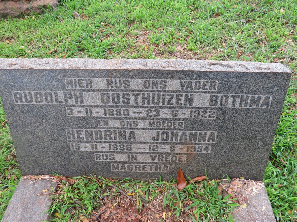BOTHMA Rudolph Oosthuizen 1880-1922 &amp; Hendrina Johanna 1886-1954