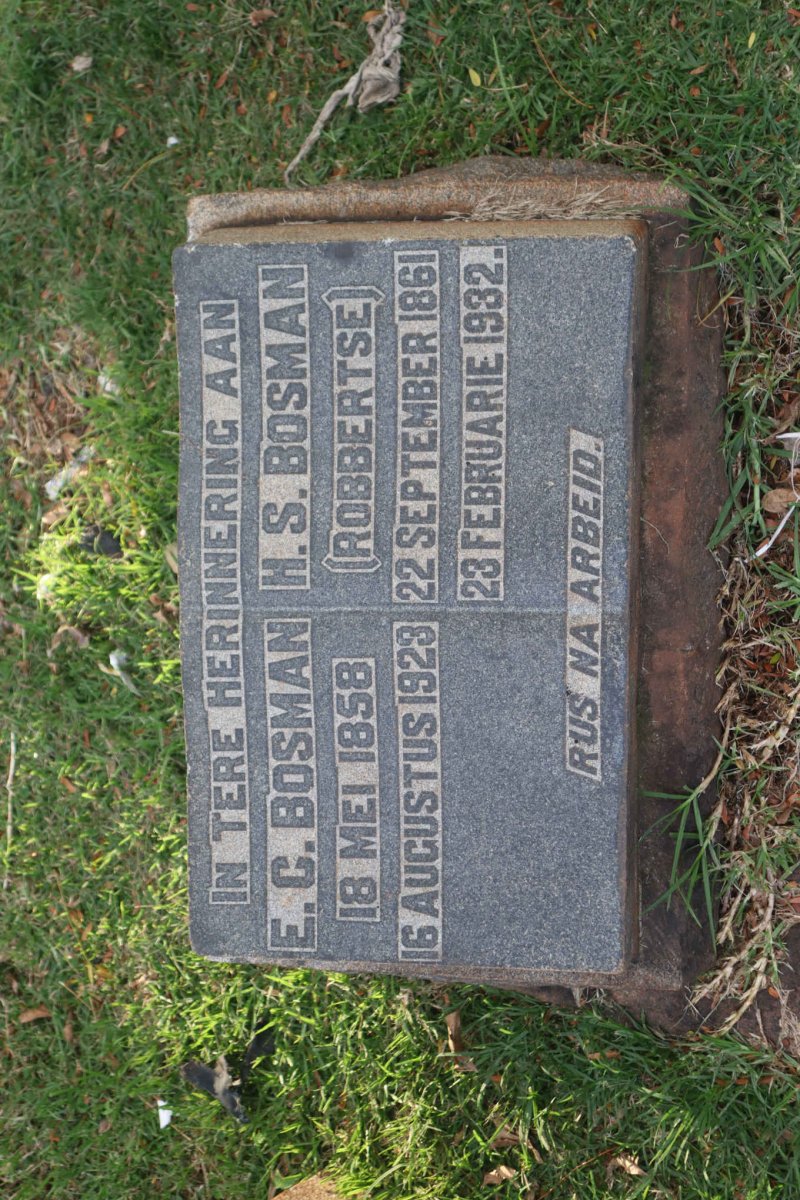 BOSMAN E.C. 1858-1923 &amp; H.S. ROBBERTSE 1861-1932
