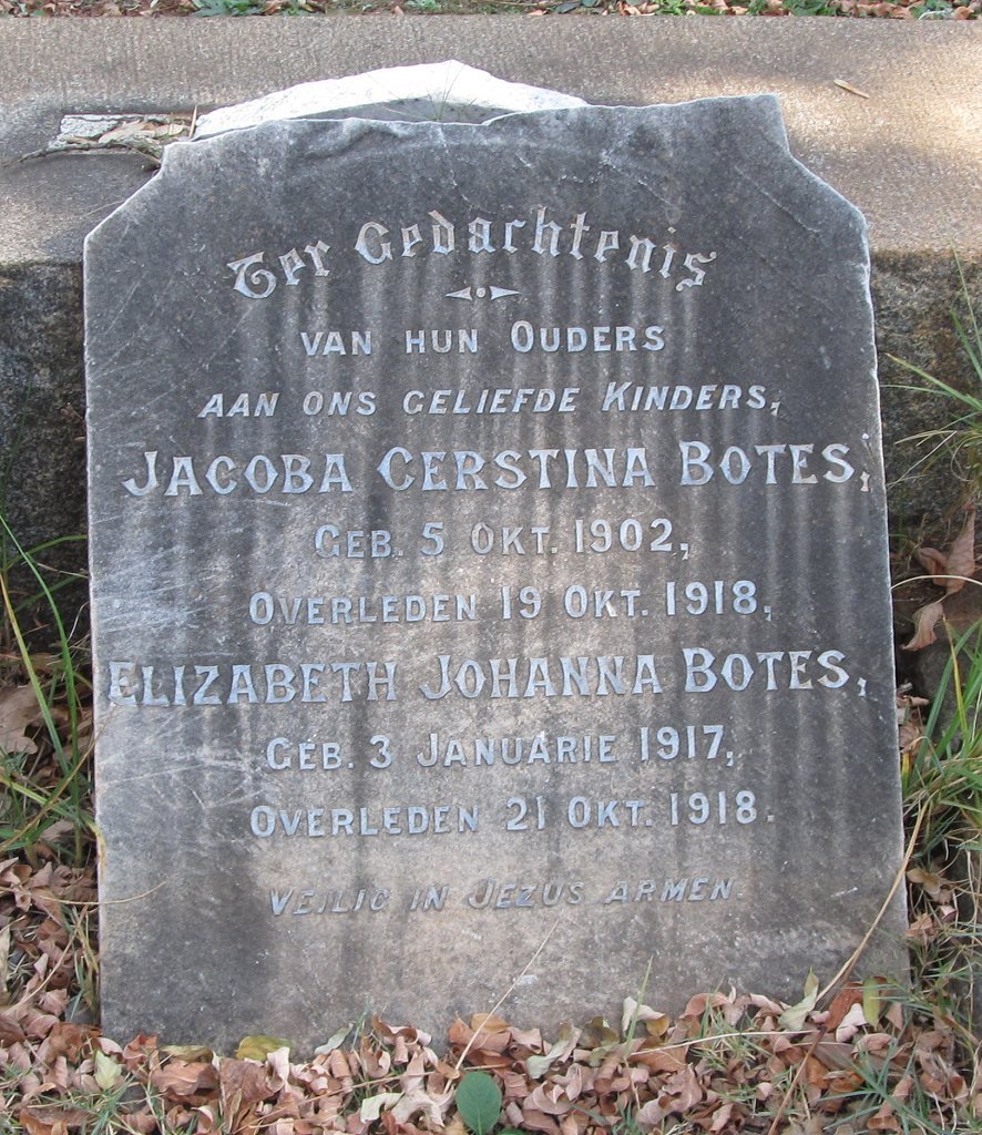 BOTES Jacoba Cerstina 1902-1918 :: BOTES Elizabeth Johanna 1917-1918