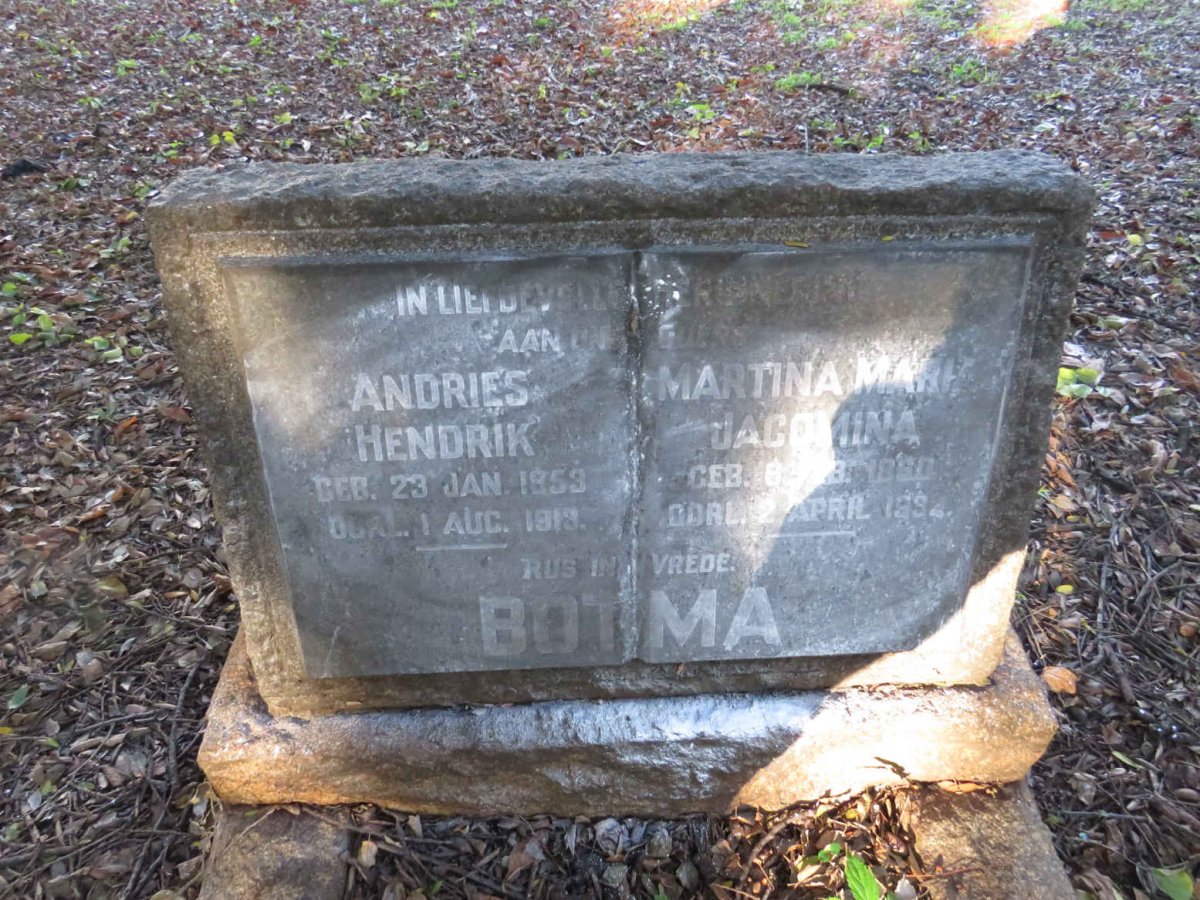 BOTMA Andries Hendrik 1853-1913 &amp; Martina Maria Jacomina 1860-1932
