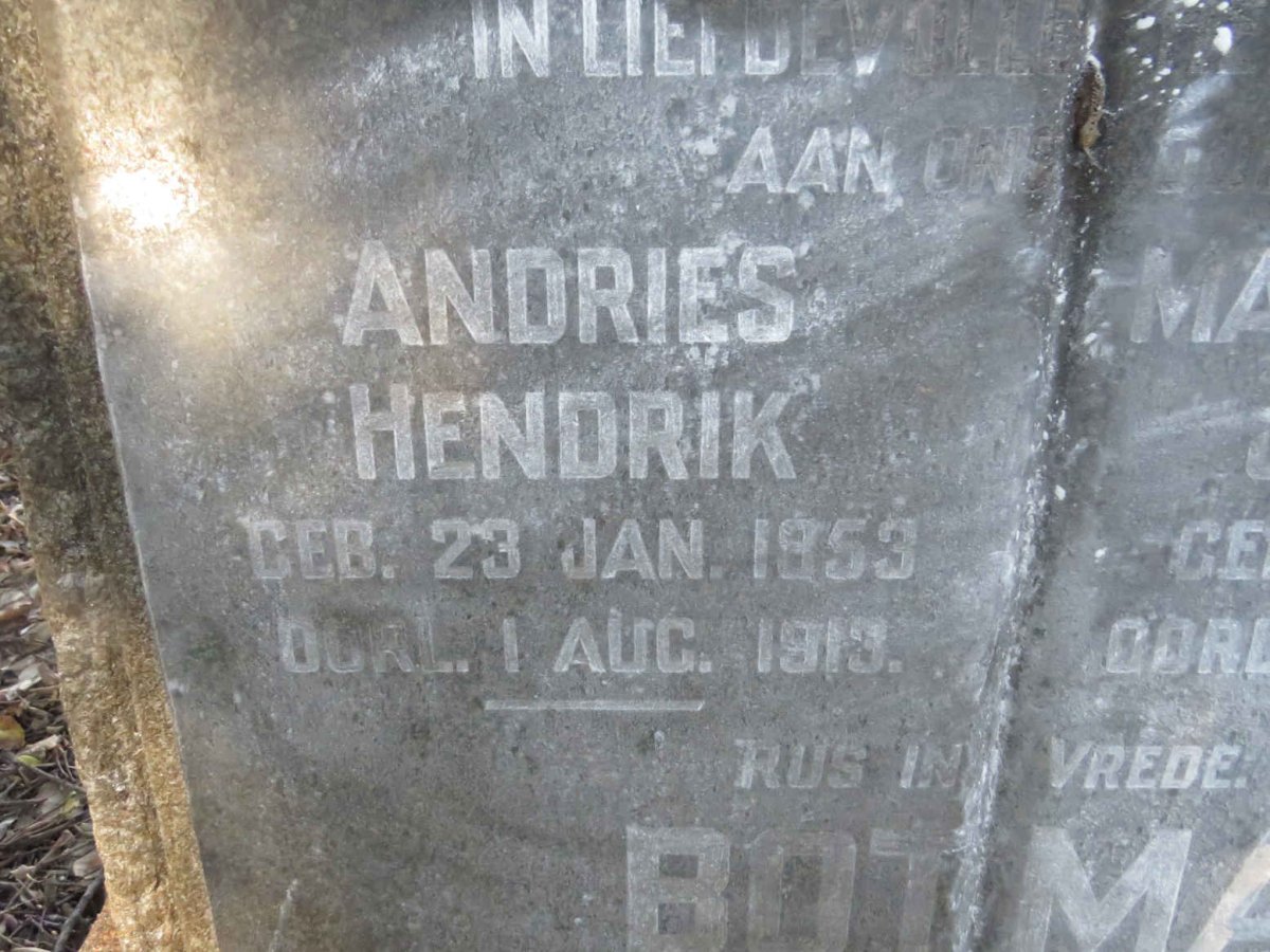 BOTMA Andries Hendrik 1853-1913 &amp; Martina Maria Jacomina 1860-1932
