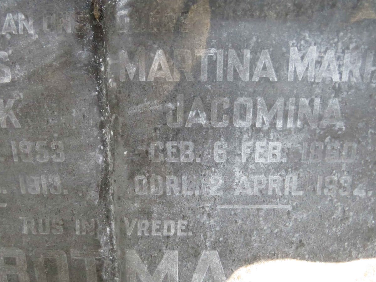 BOTMA Andries Hendrik 1853-1913 &amp; Martina Maria Jacomina 1860-1932
