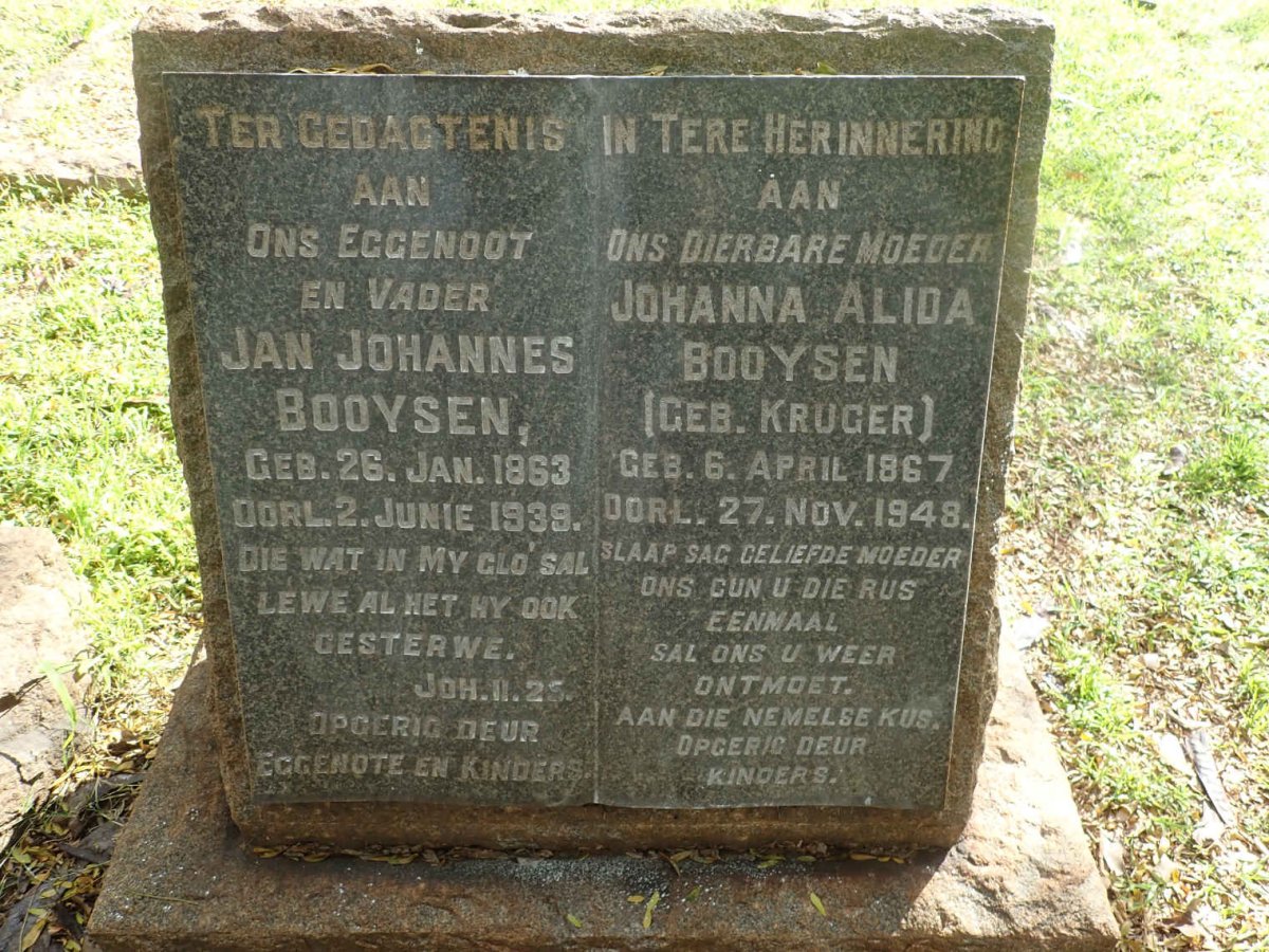 BOOYSEN Jan Johannes 1863-1939 &amp; Johanna Alida KRUGER 1867-1948