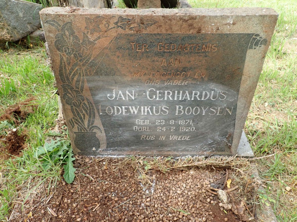 BOOYSEN Jan Gerhardus Lodewikus 1871-1920