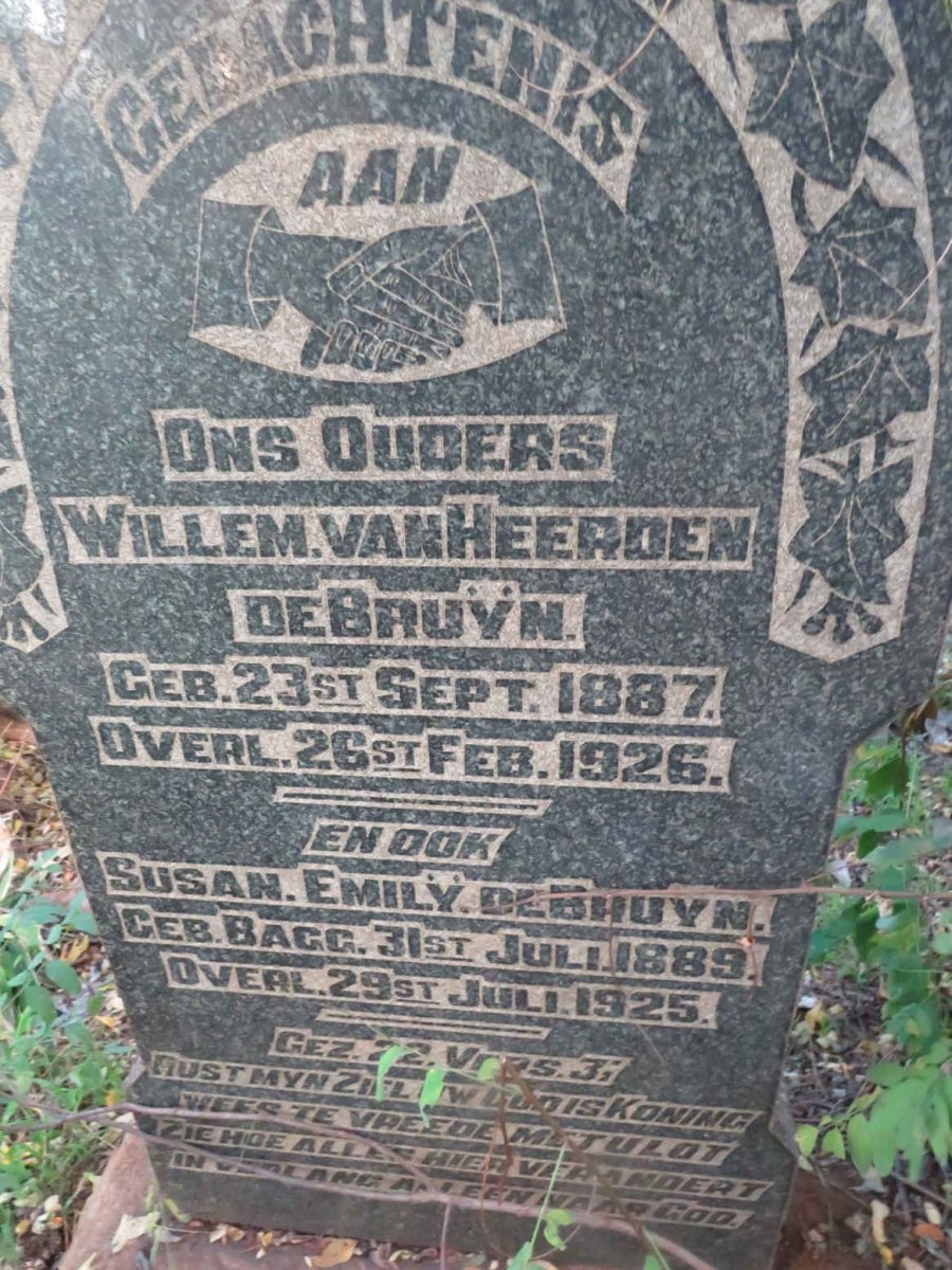 BRUΫN Willem van Heerden, de 1887-1926 &amp; Susn Emilÿ BAGG 1889-1925