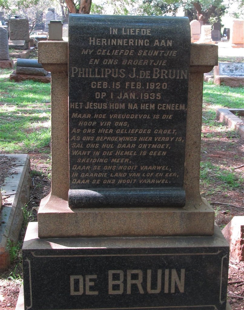BRUIN Phillipus J., de 1920-1935