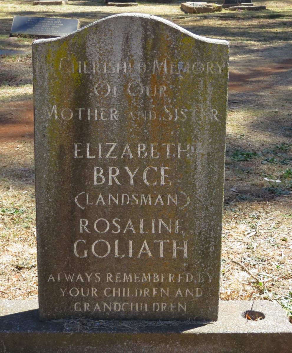 BRYCE Elizabeth nee LANDSMAN :: GOLIATH Rosaline