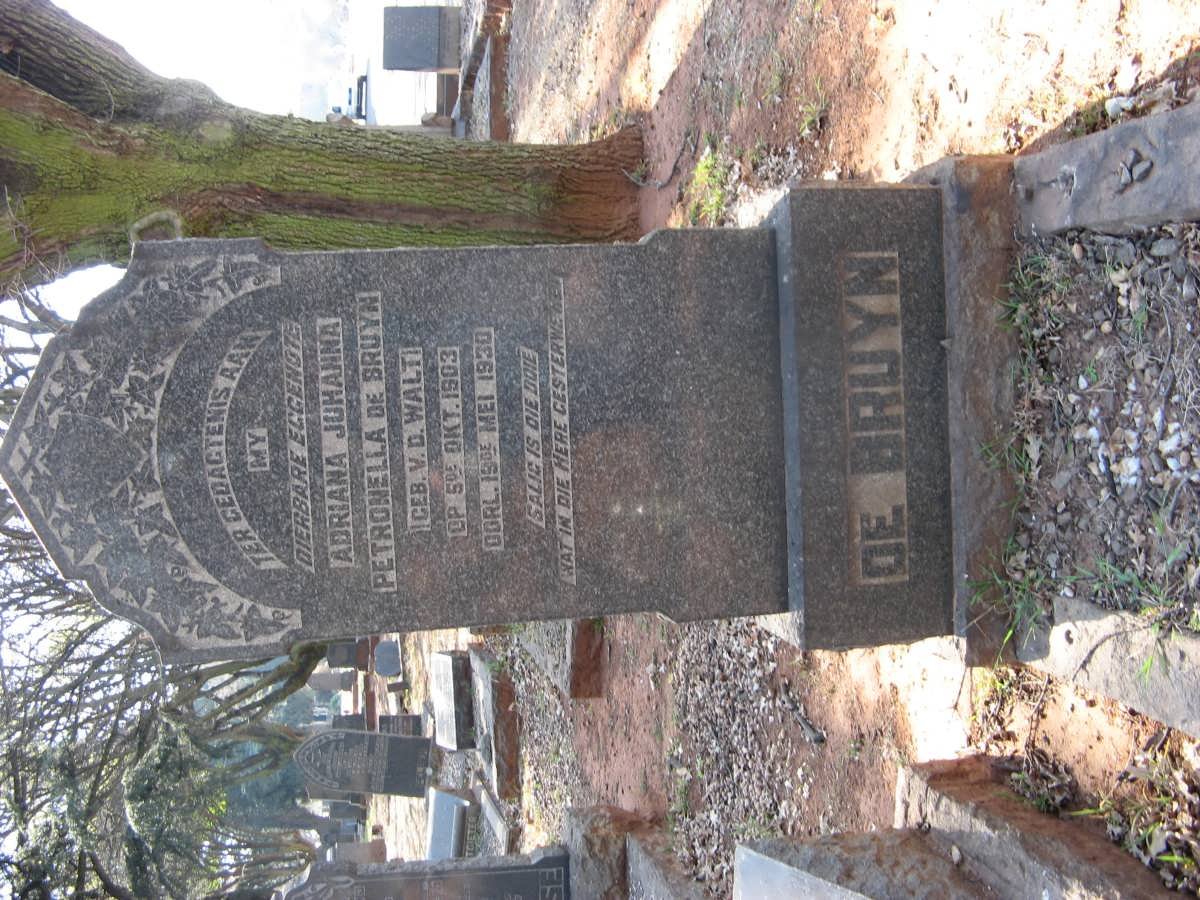 BRUYN Adriana Johanna Petronella, de nee V.D. WALT 1903-1930