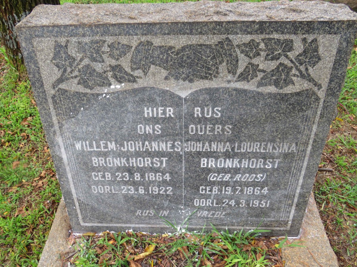 BRONKHORST Willem Johannes 1864-1922 &amp; Johanna Lourensina ROOS 1864-1951