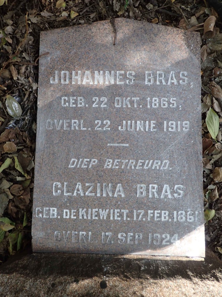 BRAS Johannes 1865-1919 &amp; Clazina DE KIEWIET 1861-1924