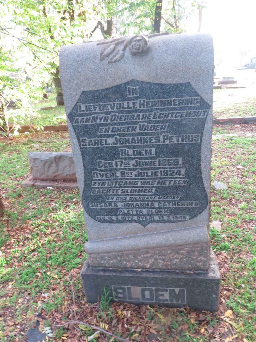 BLOEM Sarel Johannes Petrus 1869-1924 &amp; Susara Johanna Catherina Aletta 1872-1945