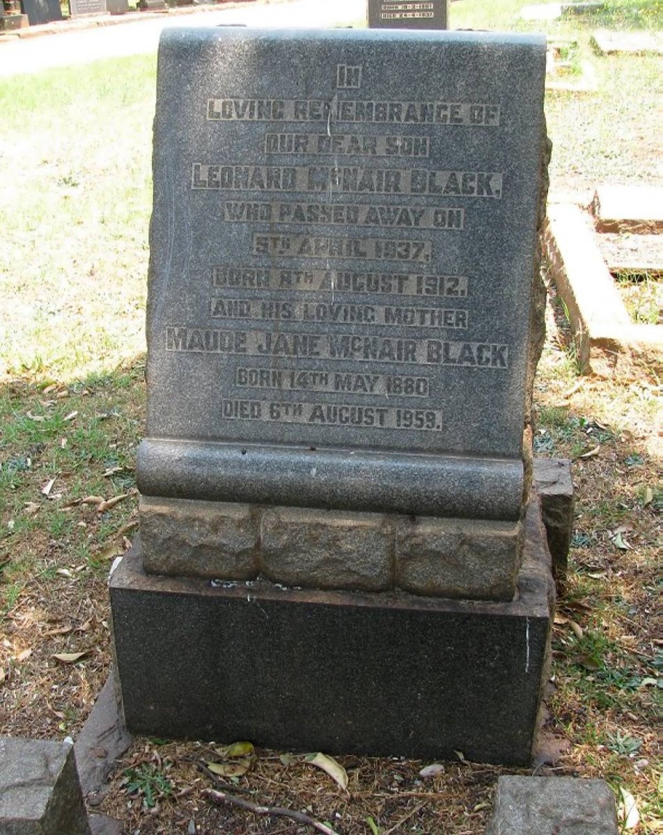 BLACK Maude Jane, McNAIR 1880-1959 :: McNAIR BLACK Leonard 1912-1937