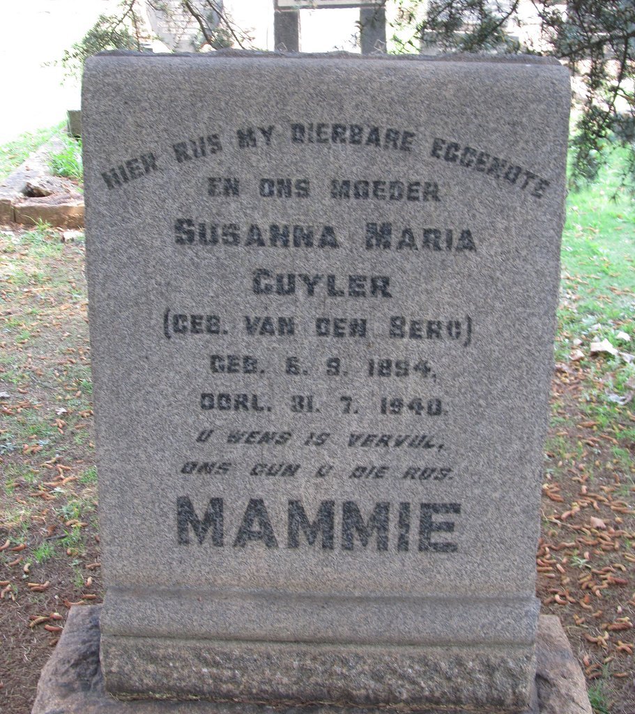CUYLER Susanna Maria nee VAN DEN BERG 1894-1940